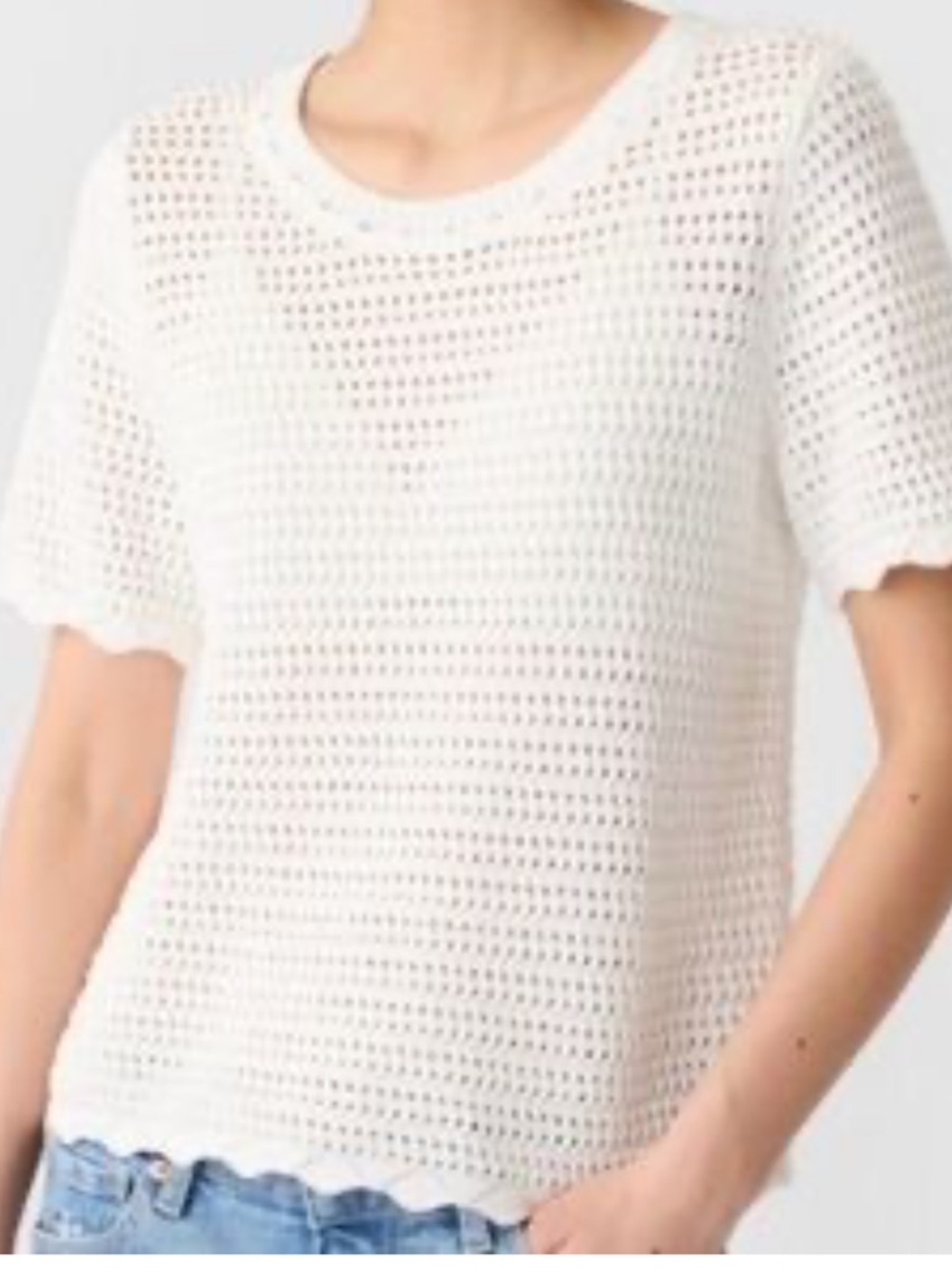 Gap Classic White Crochet Short-Sleeve Top in New White size large - Picture 2 of 10